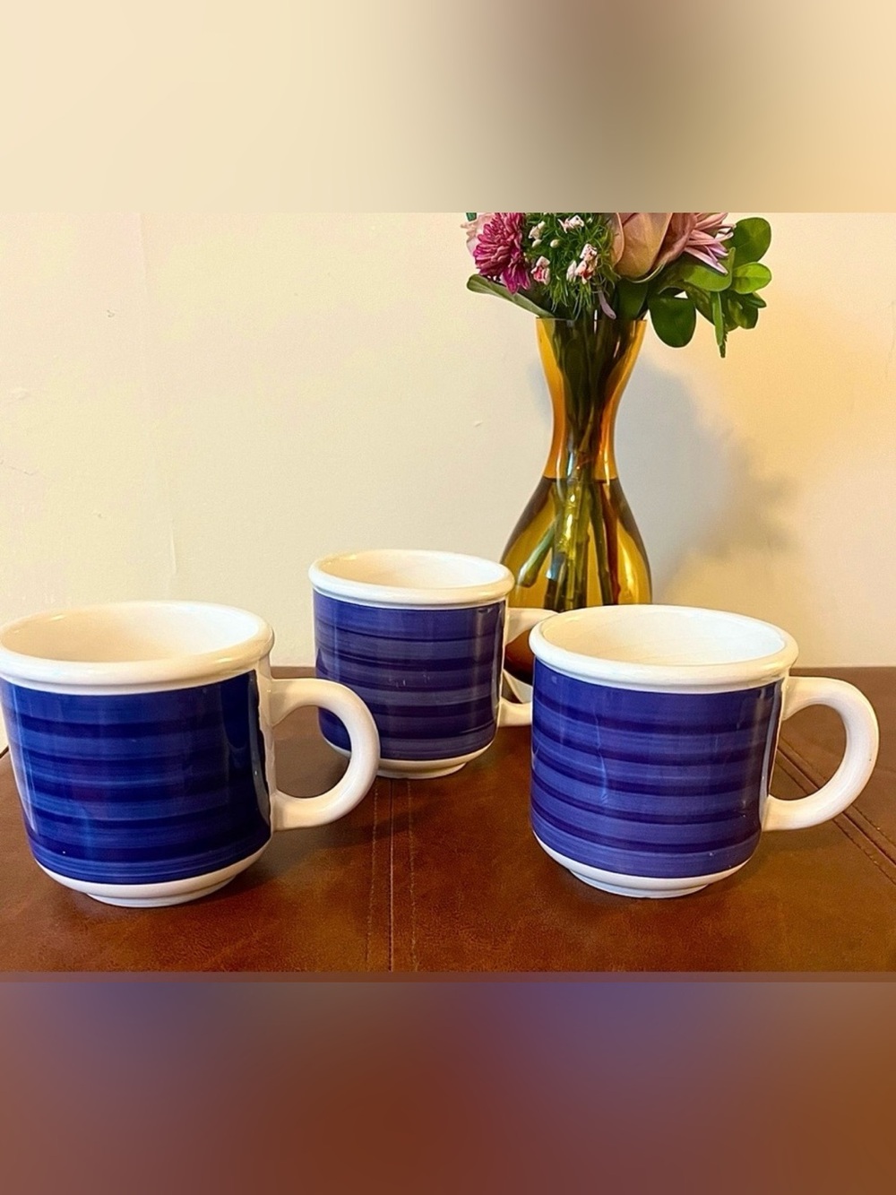 Set of 3 Furio blue striped coffee mugs Made in Italy💫Excellent Condition 💫💫